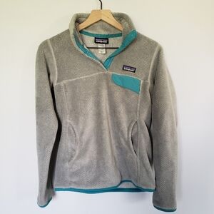 Patagonia ReTool Gray Polartec Fleece Sweater Quarter Tsnap Pullover Size Small